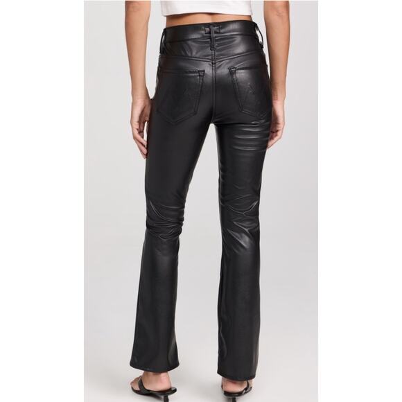 Mother The Insider Ankle Size 27 Wax On Wax Off Black Faux Leather Pants Jeans - Picture 5 of 16
